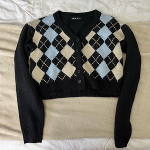 Shein argyle cropped sweater